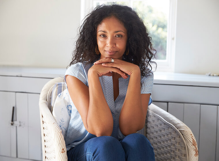 woman slightly smiling