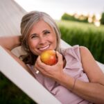 woman eating apple a healthy food for your teeth
